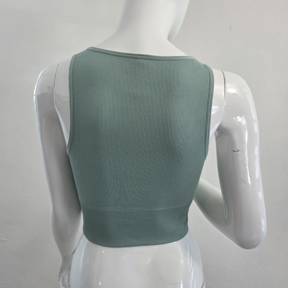 Forever 21 Ribbed Sage Green Crop Tank Medium/Large - Picture 5 of 13